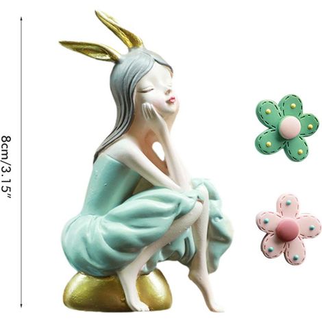 Lot de 2 pinces parfumées pour grille d'aération voiture, fille mignonne en résine avec fleur, diffuseur d'ambiance coloré, accessoire déco intérieur auto (1/5)