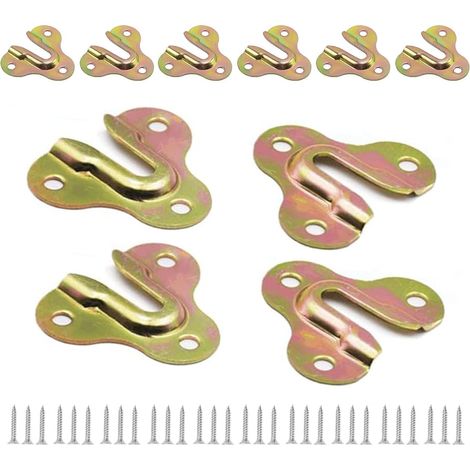 Lot de 10 cintres robustes en forme de trou de serrure, support de suspension pour cadre photo, porte-gobelet, porte-clés, manteau, planche en bois, plaque de suspension murale (jaune zinc) (1/5)