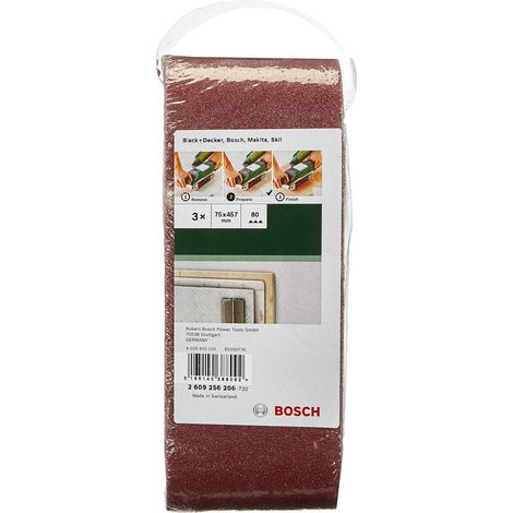Set de 3 bandes abrasives pour Ponceuse à bande 75 x 457 mm Grain 80 (1/4)