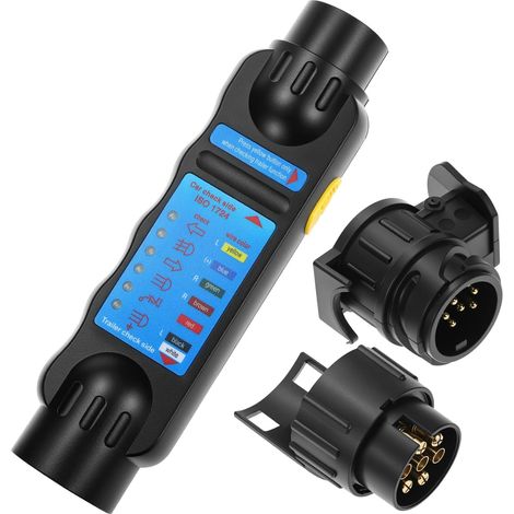 Testeur de remorque 7 Broches et Adaptateur de remorquage 13 Broches, pour Diagnostic de câblage 12 V - Outil de vérification de Circuit pour Voitures, caravanes (1/5)