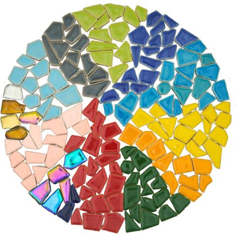 Carreaux de mosaïque de différentes couleurs, 0,5 kg, petits carreaux irréguliers en céramique, 0,8 à 2,3 cm, pour les travaux manuels, la salle de bain, la cuisine, le salon (1/5)