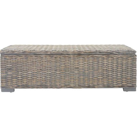 Boîte de rangement Gris 110 cm Rotin kubu naturel et acajou