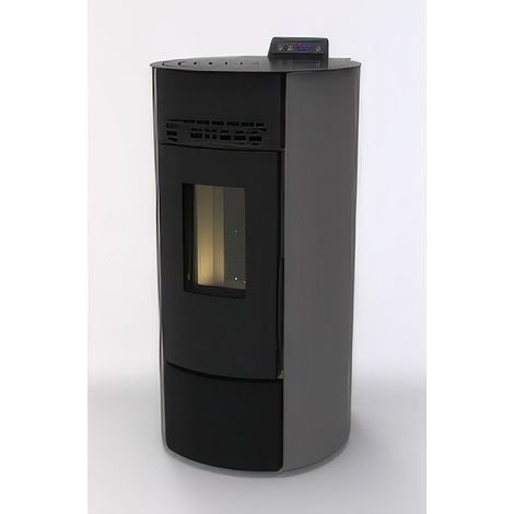 Stufa a Pellet Ventilata 8,10 kW Antracite per 226 m³, 5 Stelle, Modello Round Arge
