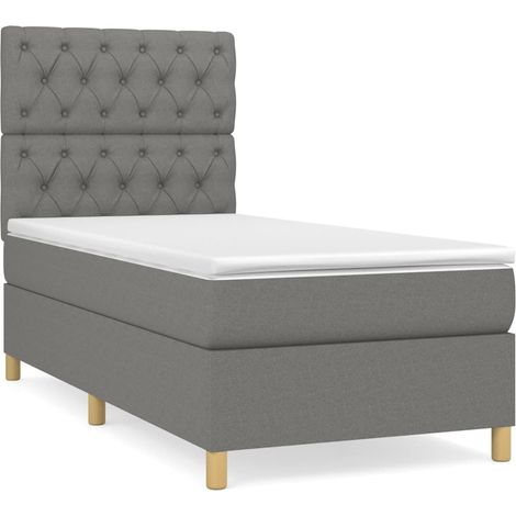 Maison Exclusive - Cama box spring con colchón tela gris oscuro 8 (1/5)