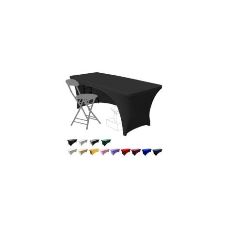 1,8 m lange Stretch-Tischdecken für rechteckige Tische mit offener Rückseite, rechteckige Terrassentischdecken aus Spandex, für Hochzeiten, Partys, Küche, Beauty-Events – Schwarz – Crezuo (1/4)