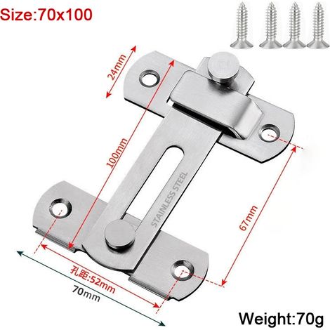 (Argent L-1pcs) Loquet de porte coulissante de grange, loquet de porte coulissante à angle droit, verrou de porte, verrou de cave à vin, loquet de porte de fenêtre de placard, verrou de sécurité pour (1/5)