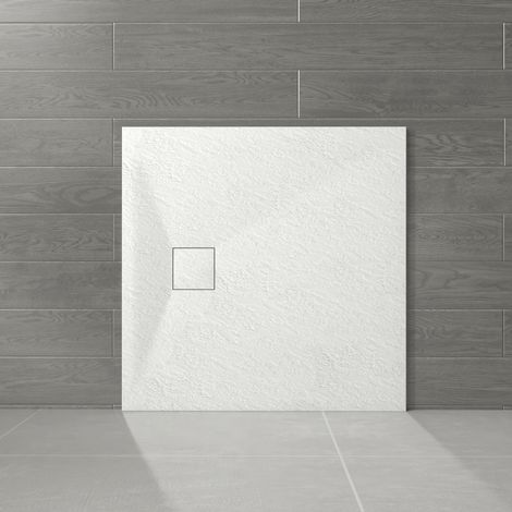 NRG 800 x 800mm White SMC  Square Slate Effect Bathroom Shower Enclosure Tray (1/5)