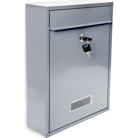 Design Briefkasten Metall Silber 26,5 x 35 x 8,5 cm