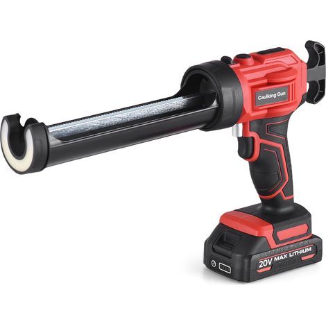 Cordless glass glue gun, caulking gun, 20V 2000mAh battery, silicone gun with 4 speeds and LED light, caulking gun for caulking, filling, sealing (1/5)