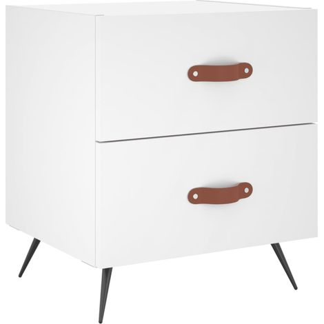 Mesita de noche con dos cajones 40 x 35 x 47,5 cm madera contrachapada blanca DEC033353