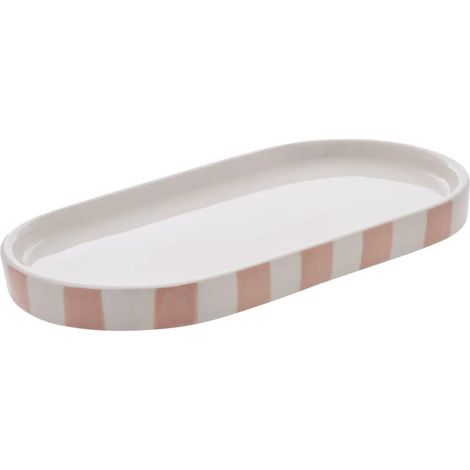 Plateau de Salle de Bain en Céramique "Strio" 23cm Rose