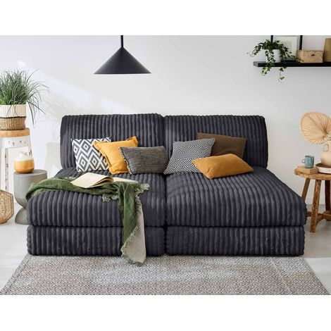 Jasper - modulares sofa 3-sitzer - großer geripptem cord - anthrazitgrau