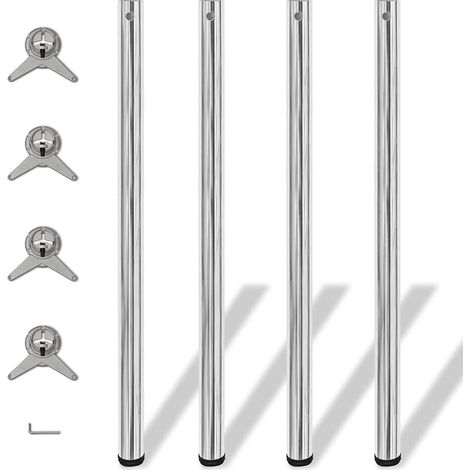 4 pieds de table réglables 1 100 mm chromés en fer, diamètre 60 mm, pour bureau et bar - PANGIVO (1/4)