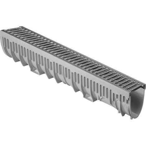 MEA – Caniveau de voirie 1m largeur 100mm – Grille passerelle acier galvanisé – Classe B125 – Hauteur 158mm (1/2)