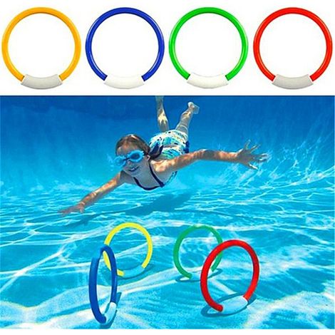 4 Anneaux de Plongée Sous-marine pour Enfants - Jouets pour Piscine, Plage et Jeux d'Eau - Idéal pour l'Été (1/5)
