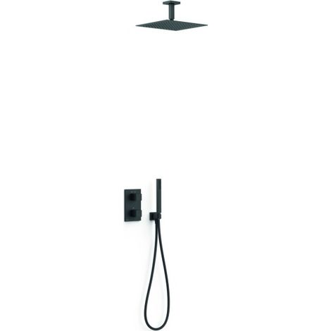 Kit robinet thermostatique encastré 2 voies pour douche Therm-box Noir mat - TRES 00635003NM