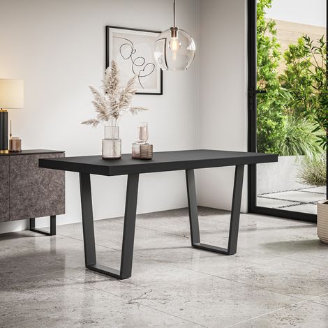 Aria Dining Table Modern Black Table Top w Black Legs (1/4)