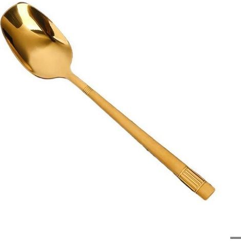 Cucchiaino in acciaio inox color argento, cucchiaio con motivo a lanterna, cucchiaio da riso a fondo piatto con manico lungo e resistente al calore. (1/5)