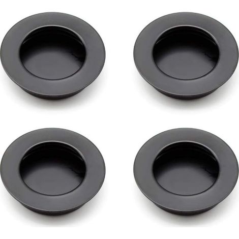 tiradores redondos empotrados, tiradores para puertas correderas de 40 mm en acero inoxidable 304, tiradores negros para muebles que se pueden usar para cajones, armarios y muebles a medida. (1/5)
