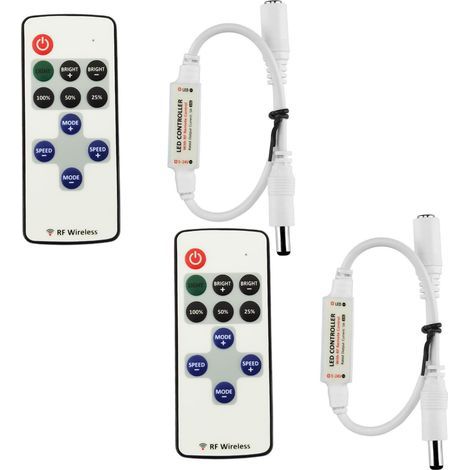 2pcs Contrôleur de Ruban LED Monochrome DC 5V-24V 5A RF Régulateur Gradateur de LED Strip Récepteur Bande LED Télécommande (1/5)