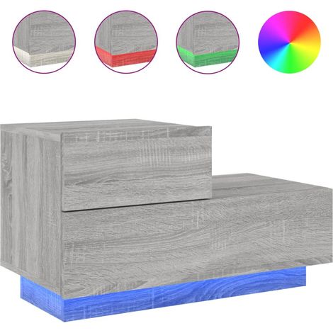 Comodino con luci LED e cassetti 70x36x40,5 cm multistrato grigio DEC033200