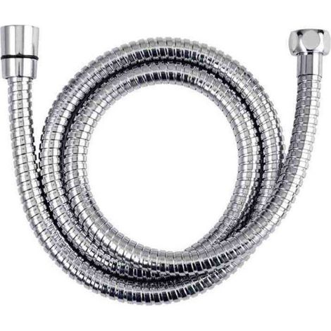 Flexible de douche 150cm chromé, raccords laiton, haute pression et résistance calcaire (1/4)