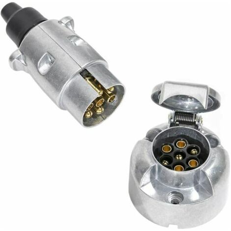 Prise Remorque 7 Broches Male Et Prise Remorque 7 Broches Femelle,12V tanche Mtal Prise pour Remorque 7 Broches Prise Attelage, Prise Remorque Convient Camion RV Voiture(Alliage d'aluminium) (1/5)