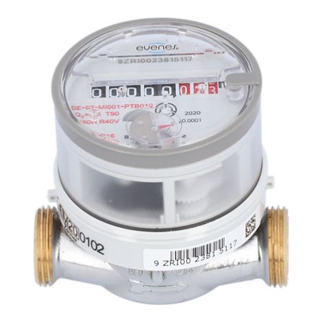 Compteur d eau chaude EVENES Q3 2,5 DN15- 1/2, B1 : 80 mm