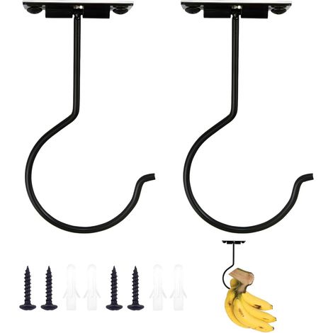 Due ganci in metallo nero, pieghevoli, da riporre sotto i pensili, per risparmiare spazio in cucina, soluzione multifunzionale per l'organizzazione della casa. (1/5)