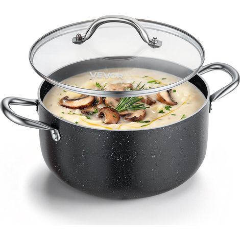 Marmite en Aluminium 5,7 L, Faitout avec Couvercle en Verre, Compatible avec Cuisinière à Gaz ou Électrique Plaque à Induction, Bouillons Pâtes Pot-au-Feu Cuisine, sans PFOA ni PFAS (1/5)