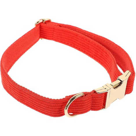 Collar para perro de tela ajustable con hebilla metálica, 2 unidades, color rojo. (1/5)