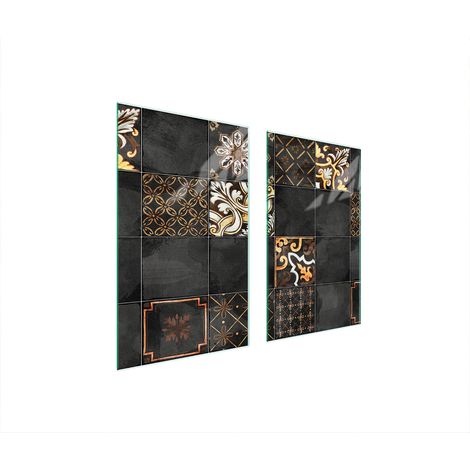 PLAQUE DE PROTECTION EN VERRE POUR POÊLE 75x52 MOSAÏQUE (1/5)