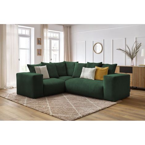 BOBOCHIC - Canapé d'angle fixe modulable VOLTAIRE avec 1 chauffeuse 2 places, 1 angle et 1 chauffeuse 1 place Angle gauche Vert (1/5)