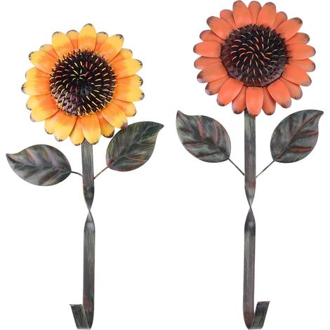 Crochets Muraux Décor Rétro Forgé Vintage 2pcs Tournesol Support Solide et Pratique Cuisine et Maison (1/5)