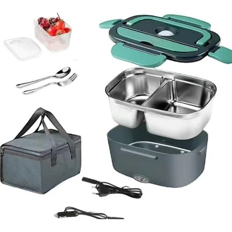 boîte à pain lunchbox pour adultes - Lunchbox électrique - boîte à pain en acier inoxydable amovible - Plusieurs compartiments - 12 V/24 V/220 V - Boîte chauffante - Lunchbox portable chauffante 3-en- (1/5)