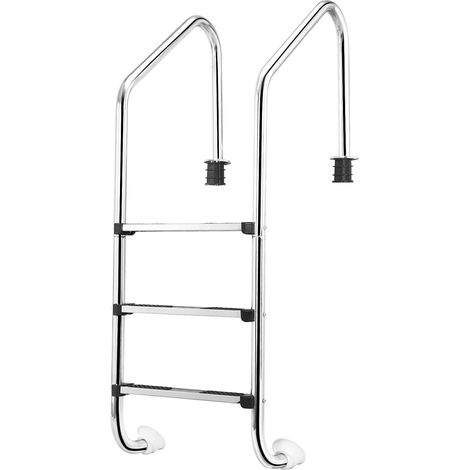 COSTWAY Scaletta per Piscina in Acciaio Inox, Scaletta Piscina con 3 gradini Antiscivolo, con Corrimano Comodo, Capacità di Carico: 150 kg