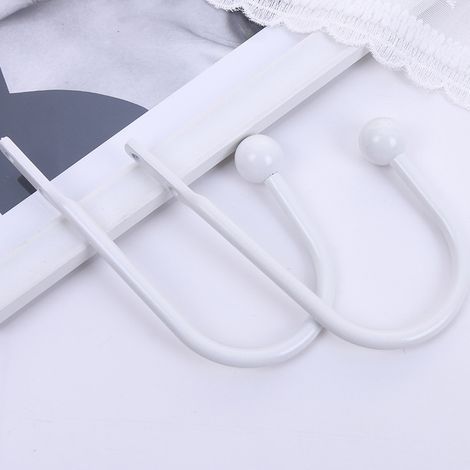 Set of 2 Metal Tiebacks White Curtain Tiebacks Wall Mounted U-Shaped Curtain Tiebacks Curtain Tiebacks Tieback Hooks Decorative Curtain Tiebacks Decoration (1/4)
