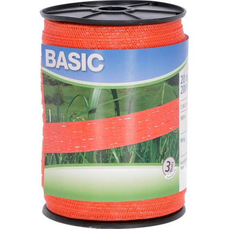 FETTUCCIA ELETTRIFICATA PER RECINTO BASIC ARANCIONE mt. 200 h. cm.2 fili 6