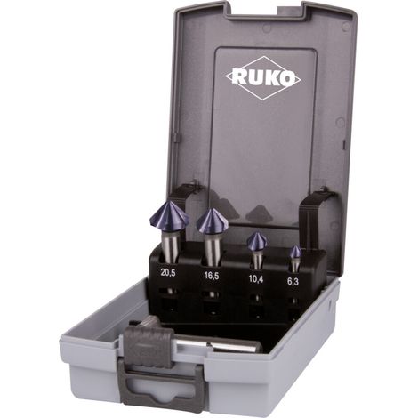 RUKO Kegel- und Entgratsenker-Satz DIN 335 Form C 90° HSS-TiAlN in Kunststoffkassette - 5 tlg. - 102154FRO (1/5)
