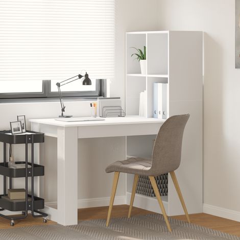 Schreibtisch mit Regal Weiß 122 x 67 x 145 cm Holzwerkstoff