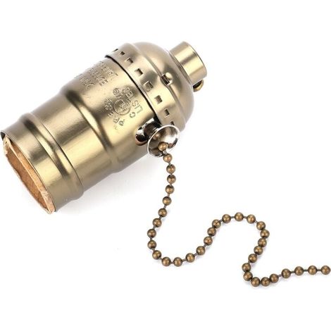 Douille de Lampe, Douille de Lumière Vintage E27 avec Chaîne de Traction, 1 Pièce de Douille de Base à Vis Moyenne en Aluminium pour Lampadaire et Lampe de Table éclairage de Bricolage(Bronze (1/5)