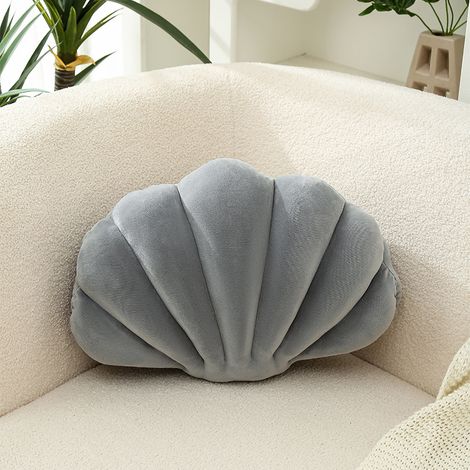 Oreiller décoratif coquillage 3D velours trente cinq sur vingt cinq centimètres pour canapé et lit décoration marine (1/5)
