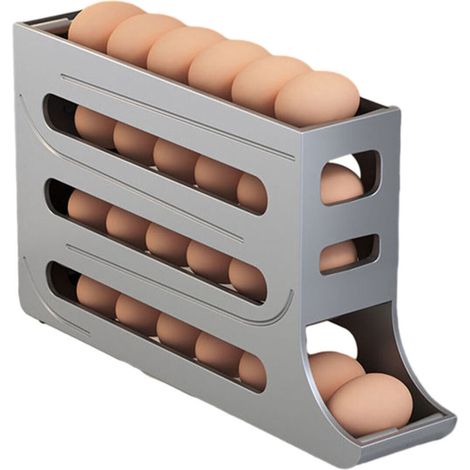 Organizador huevos 4 niveles capacidad 30 – Dispensador automático con ruedas para nevera (1/5)