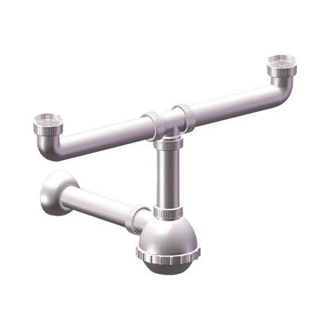 SIFONE PP A BOTTIGLIA 2 VASCHE - BIANCO MM 40/32 11/4- 5 pezzi
