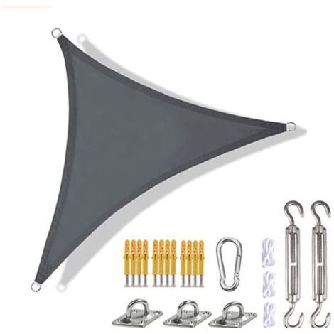 Voile d'ombrage 3×3×3m Triangle Auvent Extérieur Soleil imperméable Anti-UV pour Jardin Terrasse-Gris Clair (1/2)