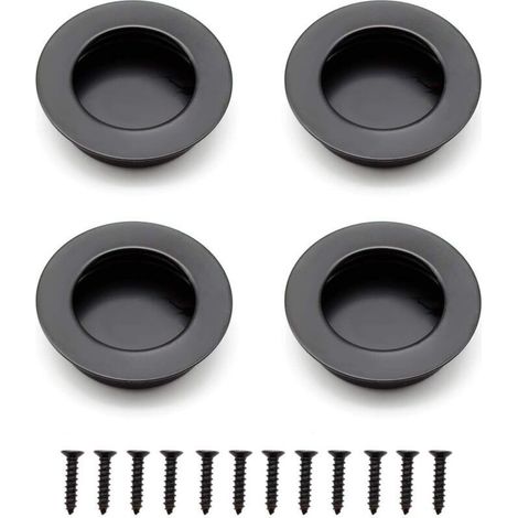 runde, eingelassene Griffe, 40 mm Edelstahl-Schiebetürgriffe, schwarze Möbelgriffe, geeignet für Schubladen, Schränke und maßgefertigte Möbel.