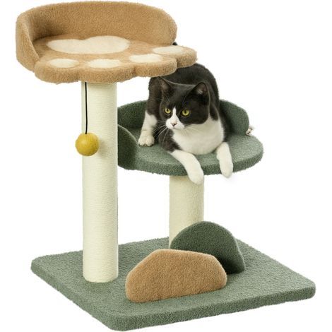 Albero tiragraffi con 2 cuccette, cuscini a forma di sfera e fodera in velluto, 43 x 39 x 52 cm (1/5)