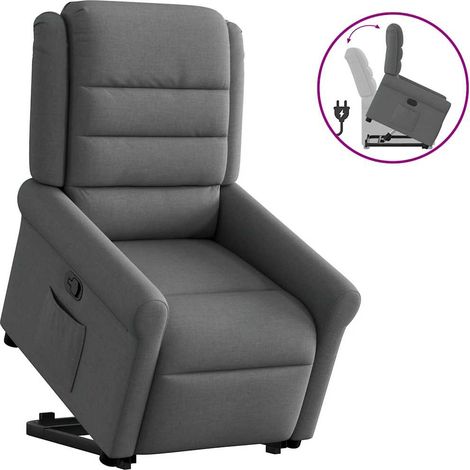 Relaxsessel mit Aufstehhilfe Dunkelgrau Stoff