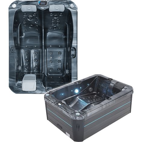 Spa gonflable 2 places – Cuve noire avec 50 jets – Massage Hydroshu® – Pompe bi-vitesse 5 HP – Réchauffeur Balboa® – Chromothérapie – Archipel