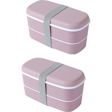 Lot de 2 boîtes à lunch micro-ondables à 2 compartiments, étanches et isothermes. (1/5)